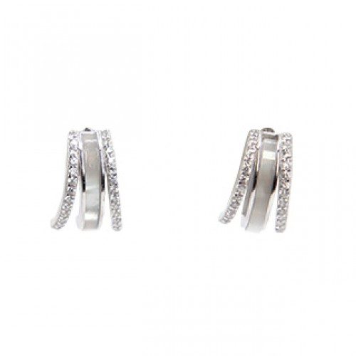  Boucle d'oreille argent 925- cz- nacre de perle- 12mm  SIM50-4